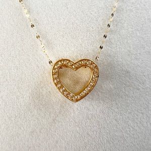 18k Solid Gold Dainty Heart Necklace , AU750 Stamped